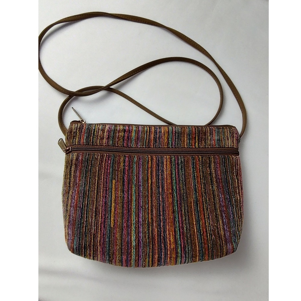 Danny K Beverly Hills Crossbody Bag‎ Multicolor Stripe Tapestry Adjustable USA